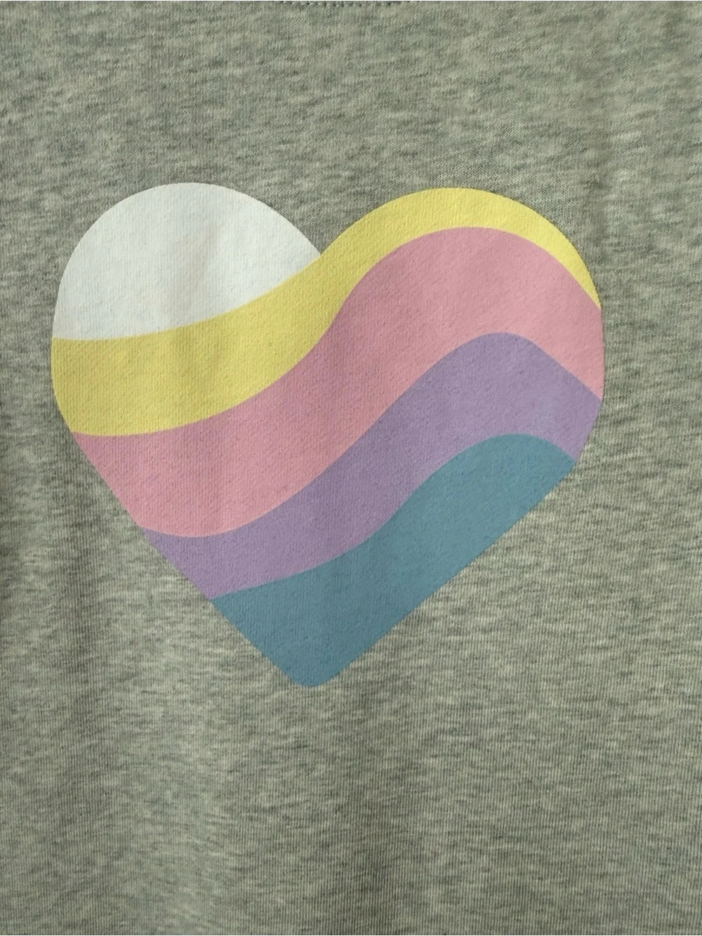 GAP Girls' Light Gray Sweatshirt with Pastel Heart Graphic, XL 14-16, New W/Tags